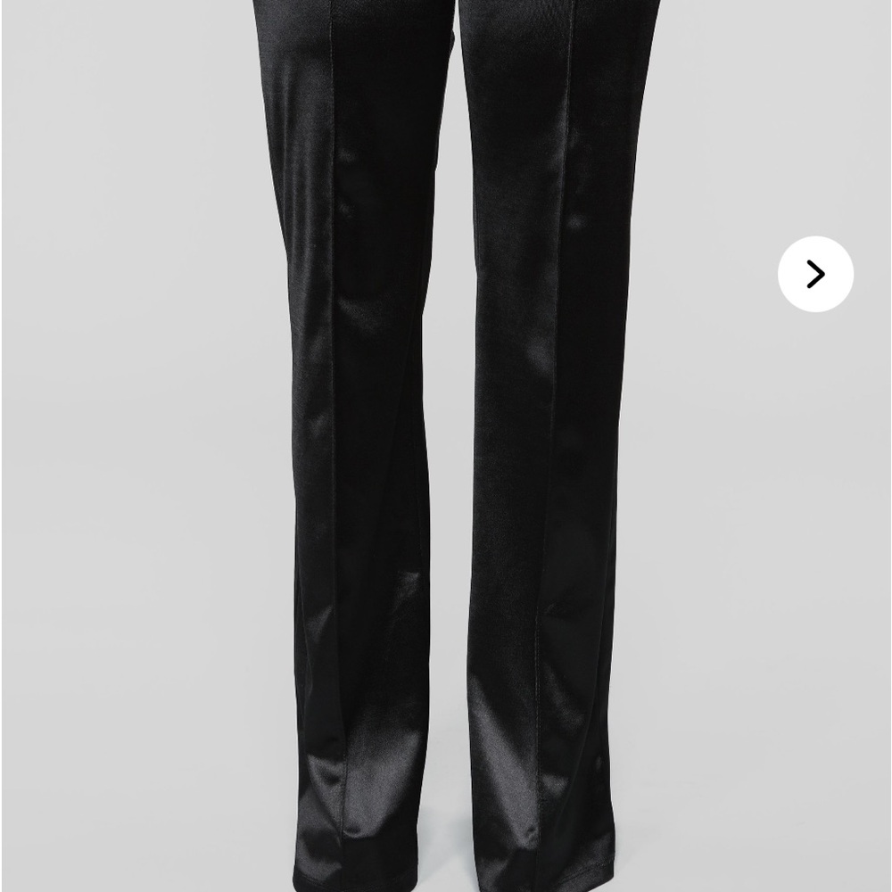 Fashion Nova Black Straight Leg Pants with Elegant Sheen